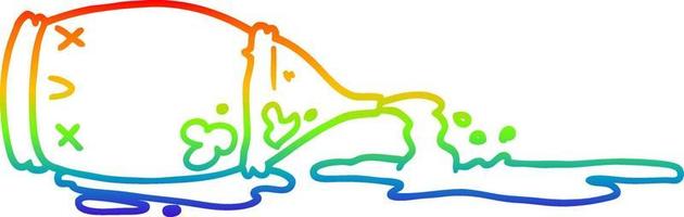 rainbow gradient line drawing cartoon spilled bottle vector