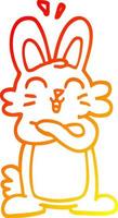 warm gradient line drawing cartoon jolly bunny vector