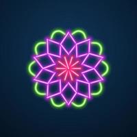 vector de efecto de neón de flor de mandala