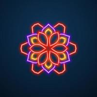 mandala flower neon effect vector