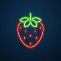 strawberry fruit icon neon sign vector