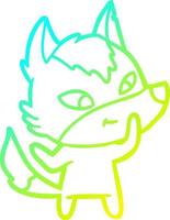 cold gradient line drawing friendly cartoon wolf vector