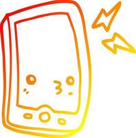 warm gradient line drawing cartoon mobile phone vector