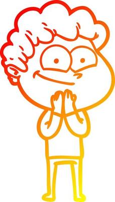 warm gradient line drawing cartoon happy man