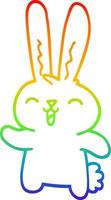 rainbow gradient line drawing cartoon jolly rabbit vector