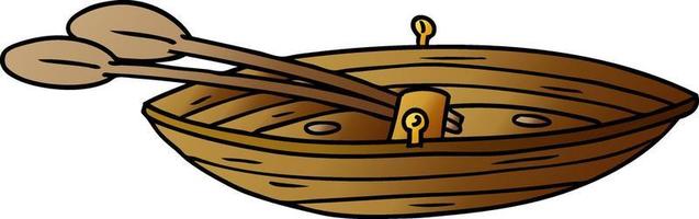 gradient cartoon doodle of a wooden boat vector