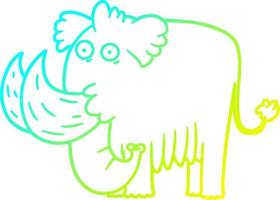 línea de gradiente frío dibujo mamut de dibujos animados vector
