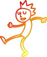 warm gradient line drawing cartoon dancing man vector