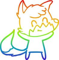rainbow gradient line drawing cartoon happy fox vector