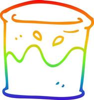 rainbow gradient line drawing cartoon drink in glass tumbler vector