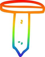 rainbow gradient line drawing cartoon brass nail vector