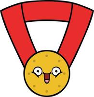 cute cartoon gold medal vector