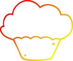 warm gradient line drawing cartoon cupcake vector