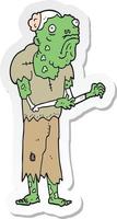 sticker of a cartoon zombie vector