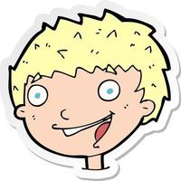 sticker of a cartoon laughing boy vector