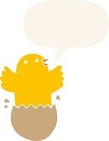 dibujos animados de pájaros para incubar y burbujas de habla en estilo retro vector