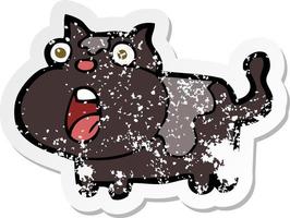 retro distressed sticker of a cartoon shocked cat vector