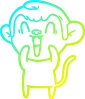 cold gradient line drawing cartoon laughing monkey vector