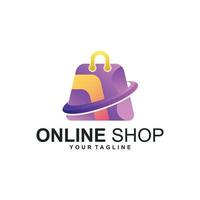 Shopping bag gradient logo design vector