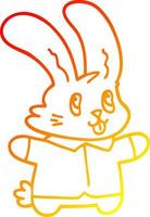 warm gradient line drawing cartoon happy rabbit vector