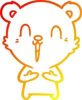 warm gradient line drawing happy cartoon bear vector
