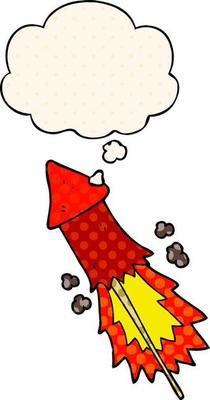 cartoon firework and thought bubble in comic book style