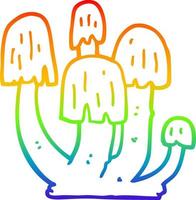 rainbow gradient line drawing cartoon mushrooms vector
