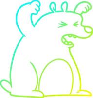 cold gradient line drawing cartoon roaring bear vector