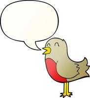 cartoon bird and speech bubble in smooth gradient style vector