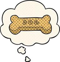 galleta de perro de dibujos animados y burbuja de pensamiento al estilo de un libro de historietas vector