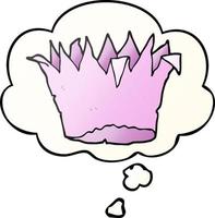 cartoon paper crown and thought bubble in smooth gradient style vector