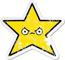 distressed sticker of a cute cartoon gold star vector