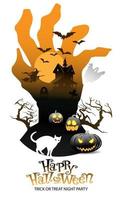 Happy Halloween trick or treat night party poster orange on white design for holiday festival celebration vector