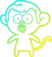 cold gradient line drawing cartoon shocked monkey vector