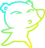 cold gradient line drawing cartoon whistling bear vector