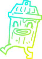 cold gradient line drawing cartoon waste bin vector