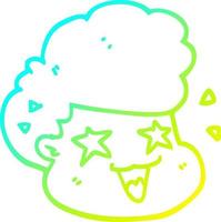 cold gradient line drawing cartoon excited boy vector