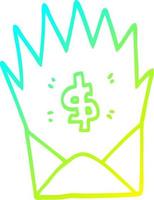 cold gradient line drawing cartoon unexpected pay check vector