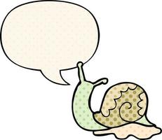 cartoon snail and speech bubble in comic book style vector