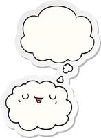 cartoon cloud and thought bubble as a printed sticker vector