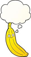 cartoon banana and thought bubble in smooth gradient style vector