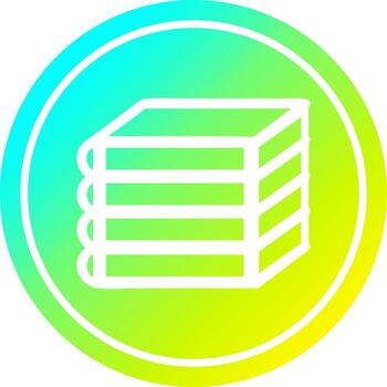 stack of books circular in cold gradient spectrum vector