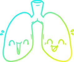 cold gradient line drawing cartoon happy lungs vector