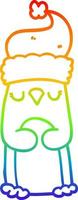 rainbow gradient line drawing cartoon christmas penguin vector