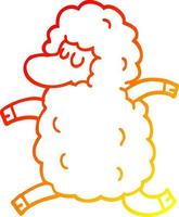 warm gradient line drawing cartoon sheep running vector