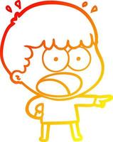 warm gradient line drawing cartoon shocked man pointing vector