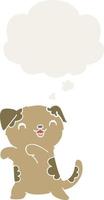 cute cartoon puppy and thought bubble in retro style vector