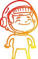 warm gradient line drawing happy cartoon astronaut vector