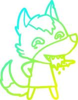 cold gradient line drawing cartoon hungry wolf vector