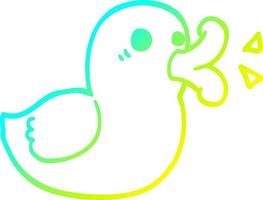 pato feliz de dibujos animados de dibujo de línea de gradiente frío vector